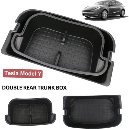For Tesla Model Y Trunk Storage Box Double-Deck Luggage Organizer Dustproof Cargo Bag Multi-functional Container Car Accessories