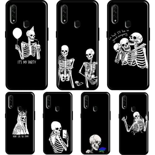 Funny Skeleton Skull Art For OPPO Find X3 Pro A5 A9 A53 A31 2020 A1K A3S A5S A15 A52 A72 A83 A91 F5 Reno 2 Z Case