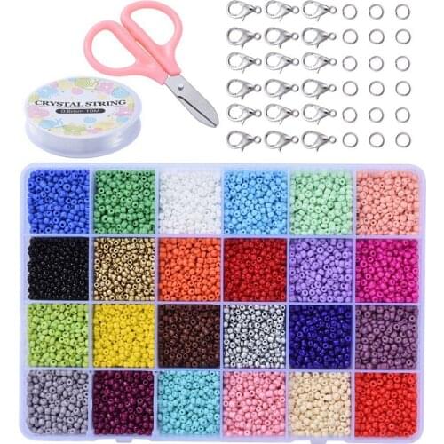 Jewelry Making Kit Glass Seed Beads Box Set Lobster Clasps Beading Cord For DIY Earring Bracelet Necklace Jewelry Making