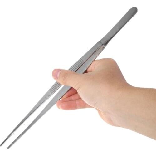 Toothed Tweezers Barbecue Stainless Steel Long Food Tongs Straight Home Tweezer Garden Kitchen BBQ Tool 5 Sizes