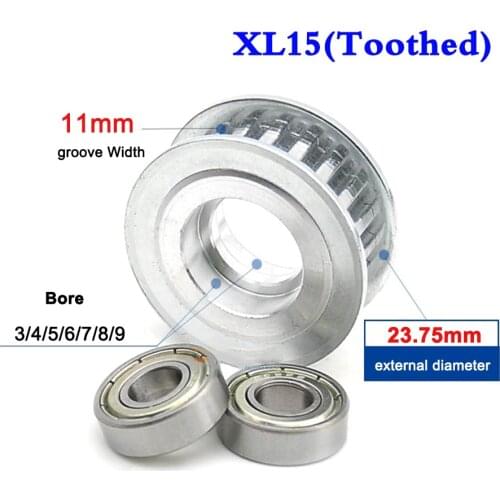 1Pcs XL15 Tooth XL16 Tooth Idler Pulley Timing Double Side Bearing Tension Timing Belt For Width 11mm Bore 3-9mm