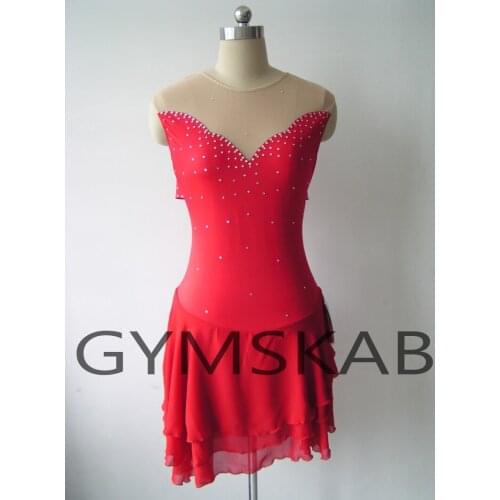 2018 Charming Figure Skating Dress Womens Girls Customized Ice Skating Dress Sleeveless Gymnastics Costume 5127