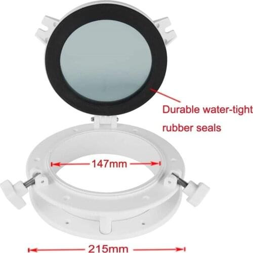 215MM Marine Boat Yacht RV Porthole ABS Plastic Round Hatches Port Lights Replacement Window Port Hole Opening Portlight 2Color