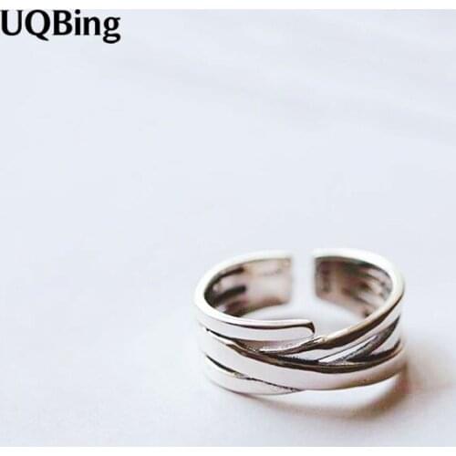 925 Sterling Silver Retro Vintage Multi-layer Winding Open Finger Rings Wholesale Jewelry