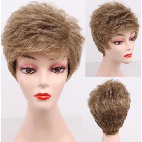 Amir Short Synthetic finger wigs for Women Fake Hair Wig Short Natural Blonde Wig Gray wave wigs cosplay