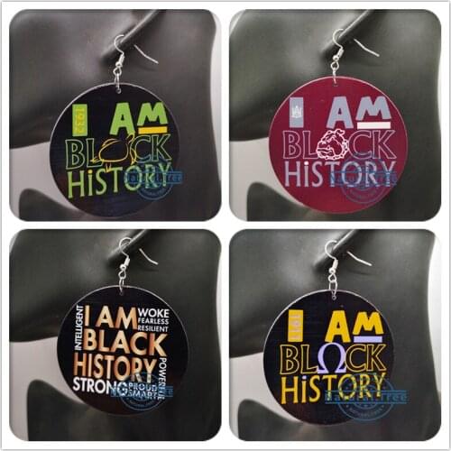 Free Shipping!I am black history wooden earrings
