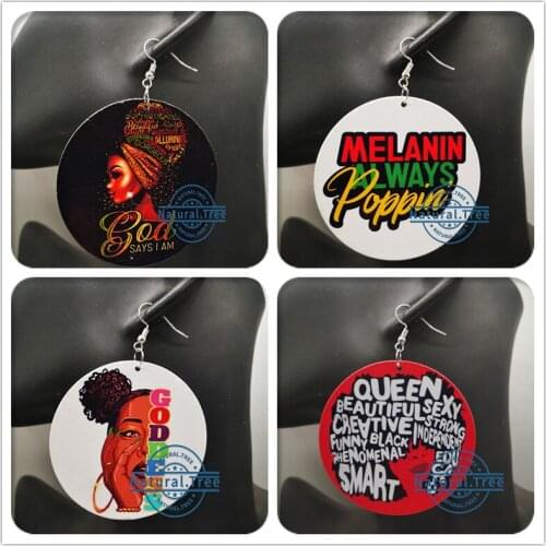 Free Shipping!Wooden Printing God Earrings