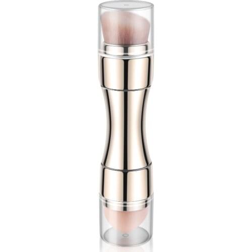 Free shipping Metal Four-in-One Multifunctional Makeup Brush Sponge Head Blush Brush Portable Beauty Tools