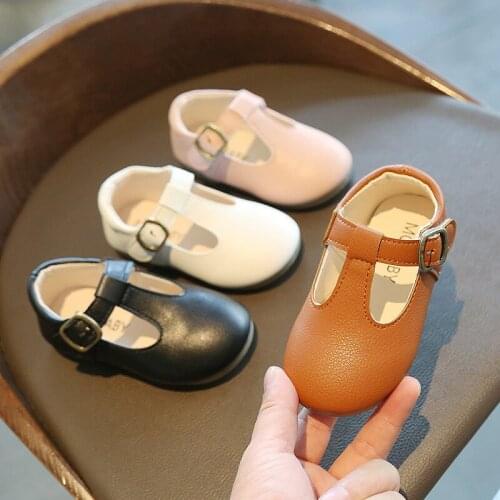 Childrens Leather Shoes Anti-slip Solid Color Breath Kids Baby Girls Boys Soft British Party Student Rubber Baby Shoes Sandals