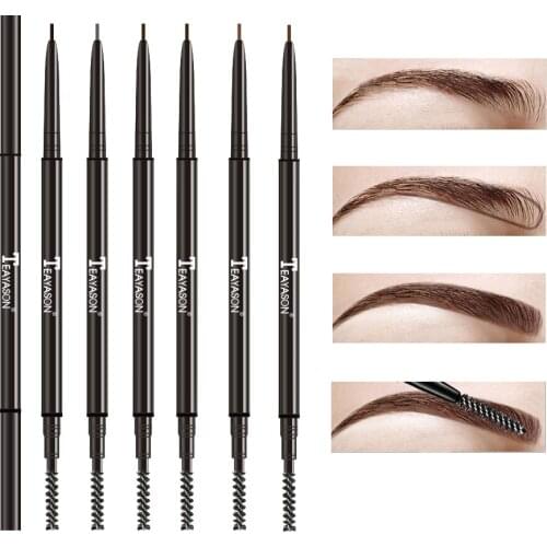 Teayason Double-end Automatic Eyebrow Pencil Long Lasting Natural Eyebrow Tattoo Pen Black Grey Coffee Eyebrow Enhancer AM061