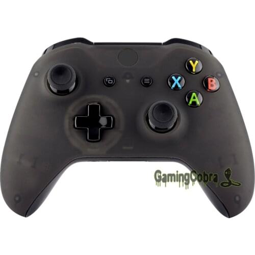 EXtremeRate Foggy Clear Black Soft Touch Faceplate Front Housing Shell for Xbox One S One X Controller