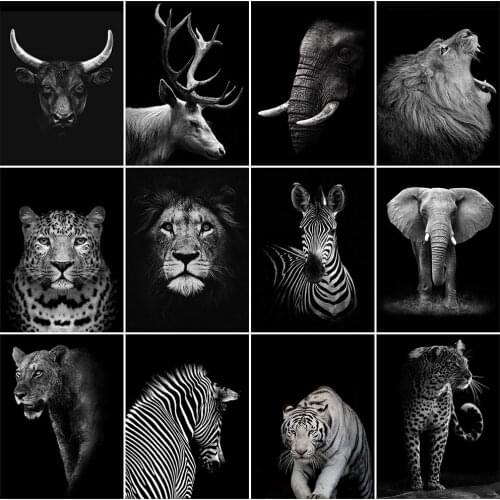 EverShine Diamond Embroidery Animal Cross Stitch Diamond Painting Black And White Full Drill Square Mosaic Kits Handmade Gift