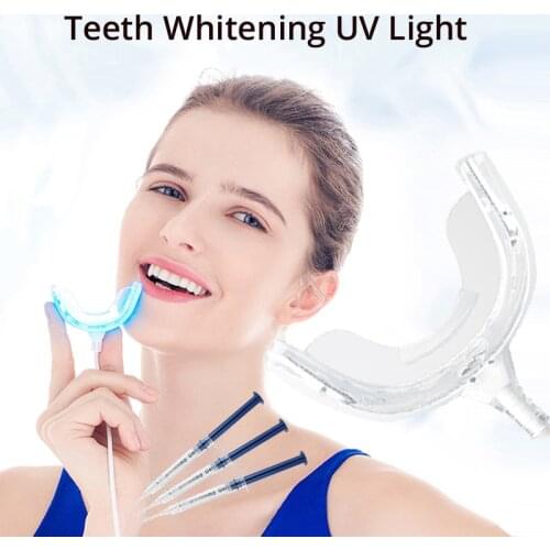 16 LED Teeth Whitening Light Whitening Gel 480-520nm UV Light 6.5cm Soft TPR Teeth Tray Match with USB Android and iOS Devices