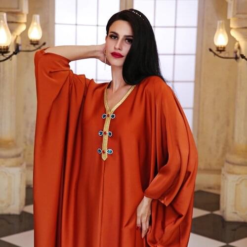 Robe Longue Djellaba Femme African Dresses For Women Kaftan Satin Abaya Dubai Turkey Islamic Muslim Maxi Dress Caftan Marocain