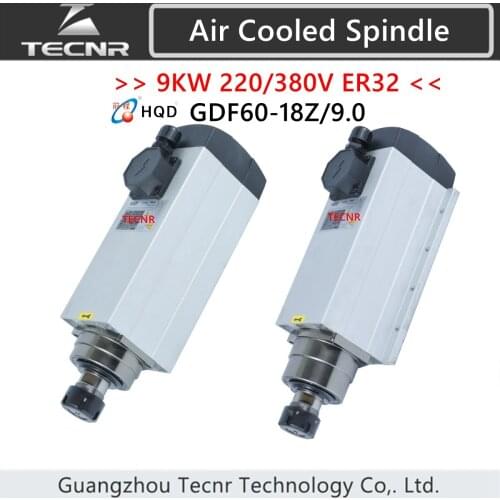 HQD 9kw 380v air cooled spindle motor ER32 4pcs Bearings for cnc router machine