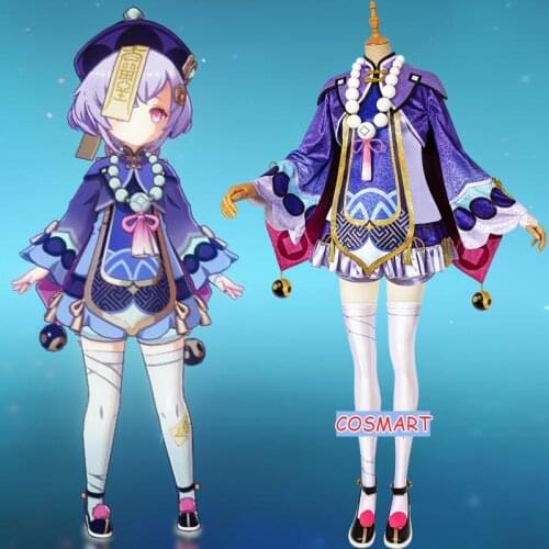 Genshin Impact Qiqi Zombies Game Suit Lovely Lolita Dress Cosplay Costume Halloween Party Outfit For Women Girls XS-XXL 2020 NEW