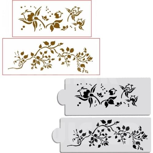 Cake decoration tools 2pcs/set Flower shape cake stencil,Food grade PET cake Pattern Printing design fondant cake tools