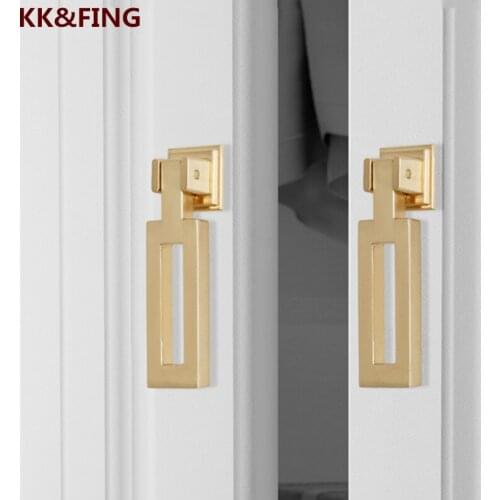 KK&FING Chinese style Imitation Copper Cabinet Pulls Brushed Wardrobe Drawer Knobs Gold Cabinet Handles Furniture Knobs