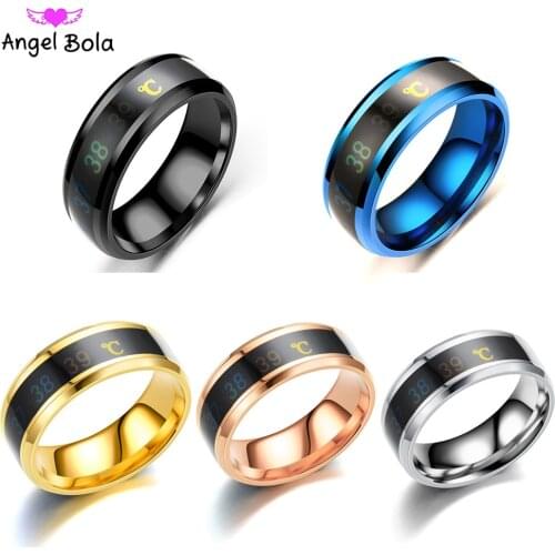 Temperature Ring Titanium Steel Mood Emotion Feeling Intelligent Temperature Sensitive Rings for Women Men Waterproof Jewelry
