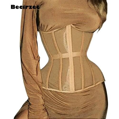 Waist Cincher Corset Top Slimming Girdle Belt Body Shaper Transparent Belly Sheath Lace Up Hourglass Shapewear