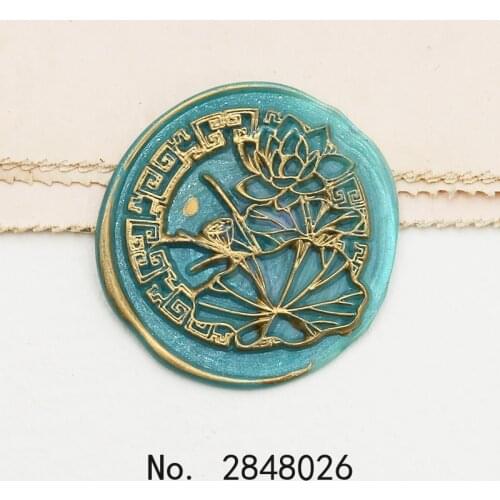 Lotus with Lotus leaf Wax seal stamp,Party Wax Seal Stamp Kit invitation seals,gift envelop packing seal,Seal Stamp,Flower stamp