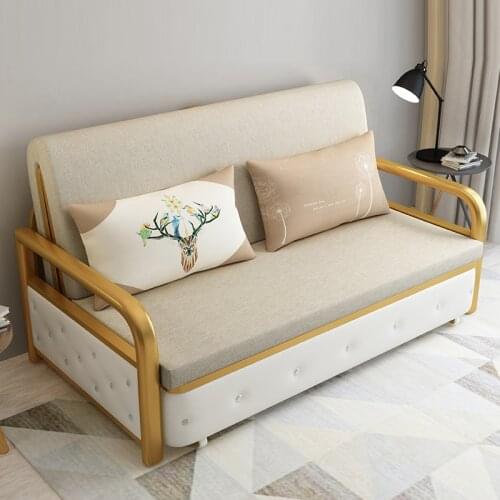 Multifunctional sofa bed dual purpose 1.28M small folding solid wood living room double push-pull sofa bed
