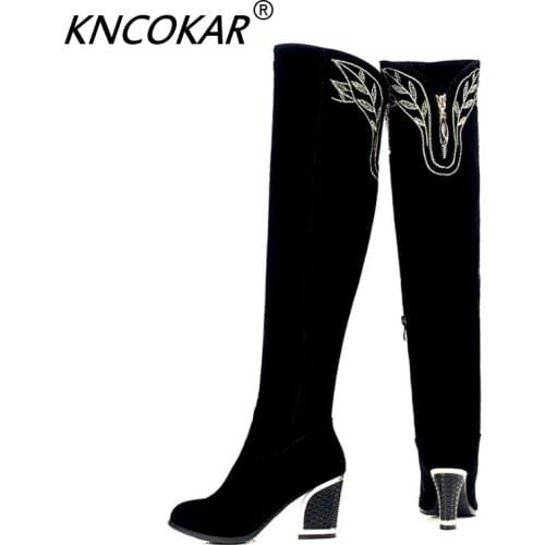 Fashion Over-The-Knee Thick With High Heels8cm Women Long Boots Warm Winter Boots Waterproof Ladies Ankle Snow Boots Shoes