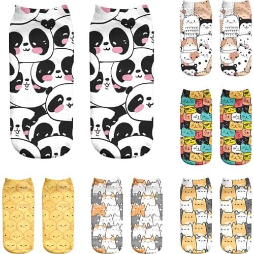 Cartoon Hippo Panda Animal Short Socks Cute Fashion Ankle Casual Colorful Cotton Socks Tight Socks Couple Friends Gift Kawaii