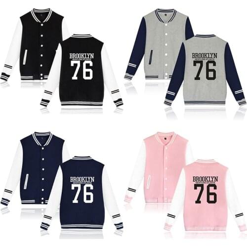 New BROOKLYN 76 Baseball Jacket Coat Fashion Hip Hop Men Women Hoodie Sweatshirts Casual Long Sleeve Unisex Hoodies Jackets Tops