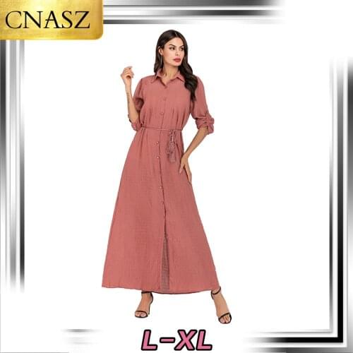2019 Latest Middle East Abaya Muslim Buttoned Cardigan Long Sleeve Dress Islamic Dubai Turkey Arabic Elegant Womens Clothing
