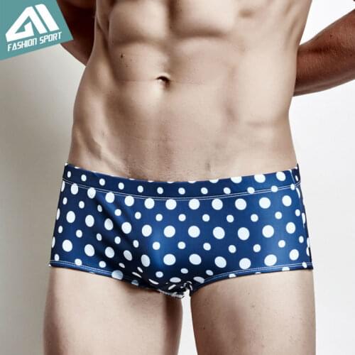 New Beach Surfing Mens Swimwear Low Sexy Mens Swim Boxers Sportive Beachwear Dot Men Swimsuit Sea Swimming Brief E406