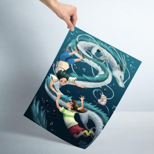 New Spirited Away Poster Custom Satin Poster Print cloth fabric wall poster print Silk Fabric Print No Frame Bedroom Decoration