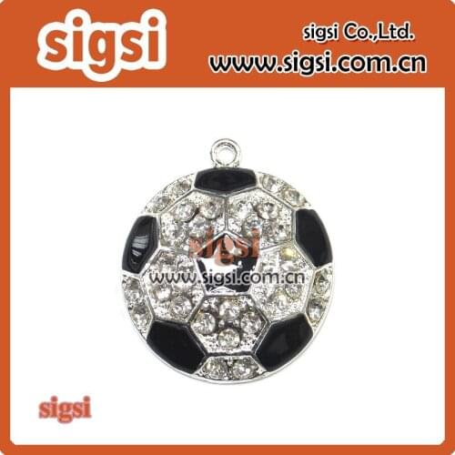 Wholesale Price 35mm Crystal football Rhinestone Sport Pendants For Chunky Kids Necklace