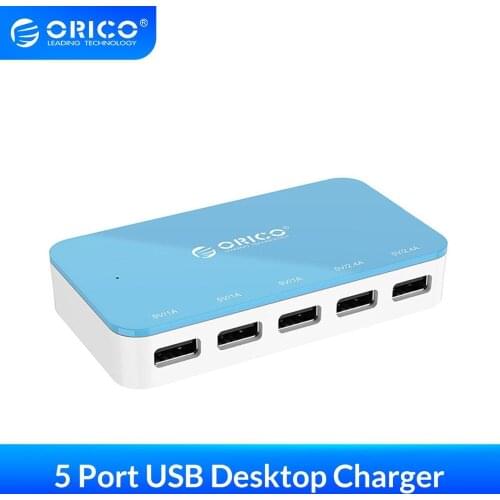 ORICO CSP-5U Mobile Phone Charger 5 Ports USB Desktop Charger Universal Smart Charging Charger for Xiaomiwei Huawei Samsung