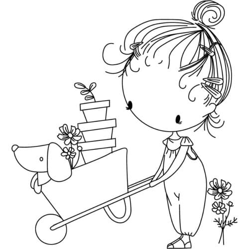 Girl Transparent Clear stamps and metal cutting dies