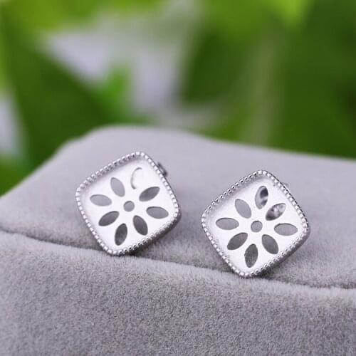 925 Sterling Silver Women Stud Earrings 10x10mm Cushion Cabochon Semi Mount Earrings Engagement Wedding Fine Jewelry Setting