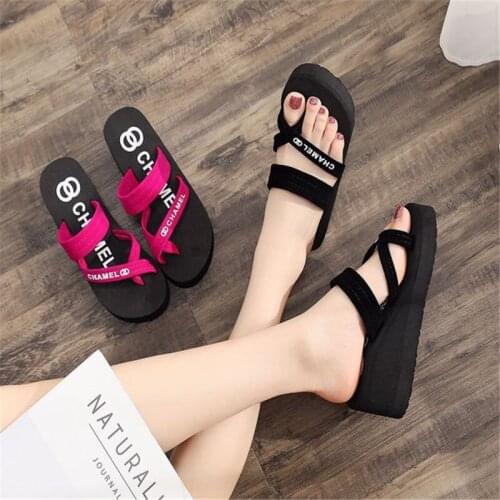 Slippers Female Shoes Female Students Fashion Summer Wear High-Heeled Net Red New Inflatable Bottom Non-Slip Casual Beach Shoes