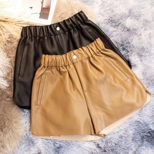 Genuine Sheepskin Leather Shorts for Women 2021 Female High Waist Short Slim Simple Womens Short Ropa Para Mujer Zjt2457