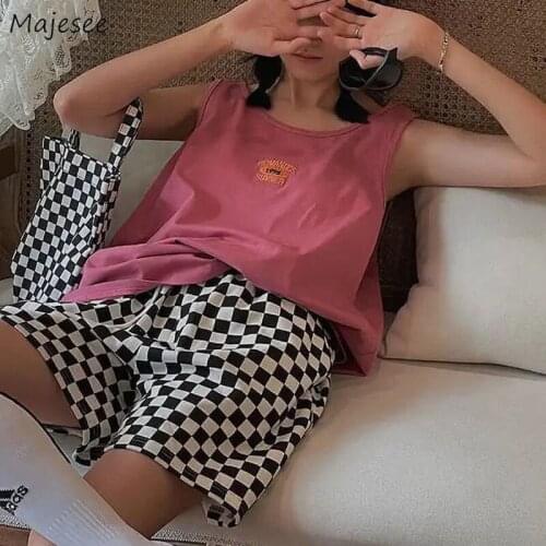Shorts Women Plaid Harajuku Trendy Chic Drawstring High-waist Korean Style Students Leisure Loose All-match Daily Cozy Female