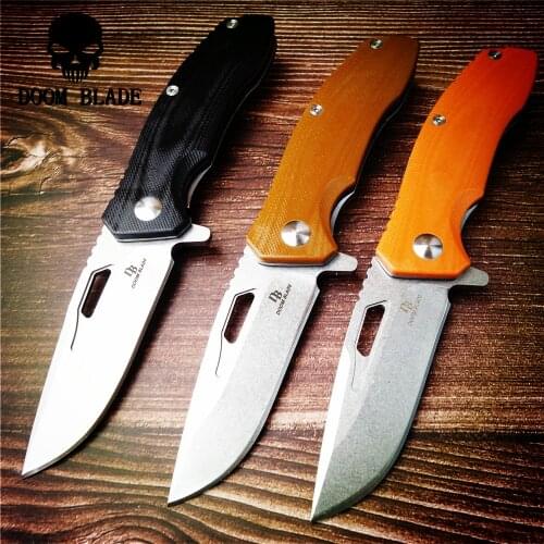 200mm 100% D2 Folding Knife, Outdoor Tactical Hunting Knife,Sharp Pocket Knife, EDC Ball Bearing Quick Opening Knife, G10 Handle