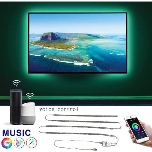 Smart Wifi Music LED Strip Lights USB TV Backlight Kit with Alexa Google Home 16 Color Changing 5050 LED Bias Lighting new