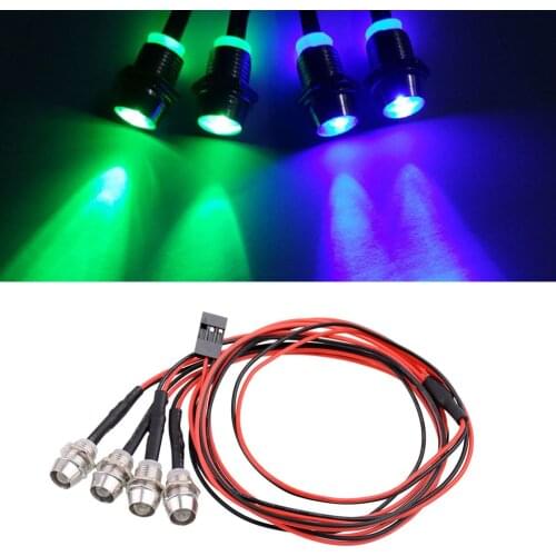 LED Light Headlight 2 Blue Leds & 2 Green Leds for 1/5 1/8 1/10 1/12 1/16 RC Model Car