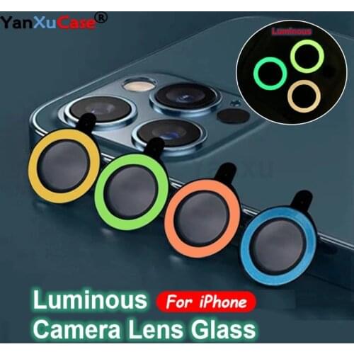 Luminous Metal Ring Camera Tempered Glass For iPhone 12 11 Pro Max 12 Mini Lens Protector Flim For iPhone 12Pro Protective Cover