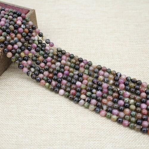 High Quality Colorful Tourmaline Natural Stone Beads Handmade Bracelet Stone Beads Tourmaline Beads For Jewelry Making Necklace