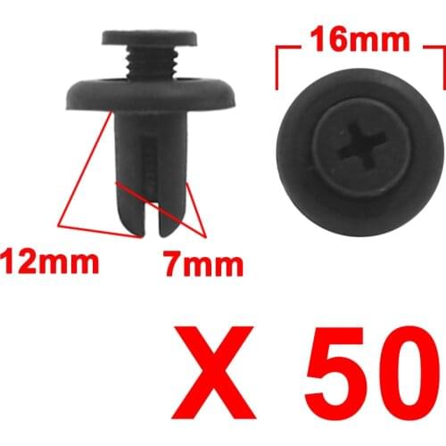 X Autohaux 20Pcs 7Mm Hole Plastic Push Screw Rivet Panel Fixings Clips Black For Car Auto