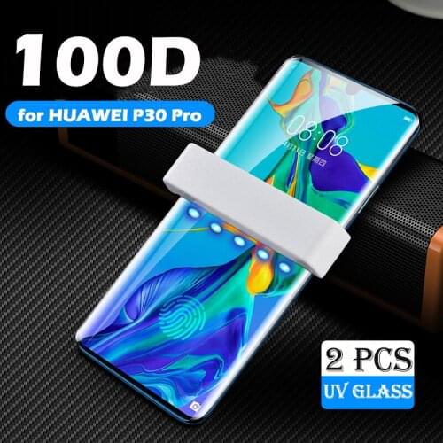 Lamorniea UV Tempered Glass For Huawei P30 P20 Pro Lite 100D UV Full Liquid Glue Screen Protector For Huawei Mate 20 30 Pro Lite