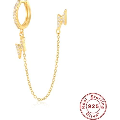 AIDE 2021Trend 925 Sterling Silver Earrings For Women Lightning Chain Loops Earrings Dangle Piercing Pendientes Aros Joyero CZ