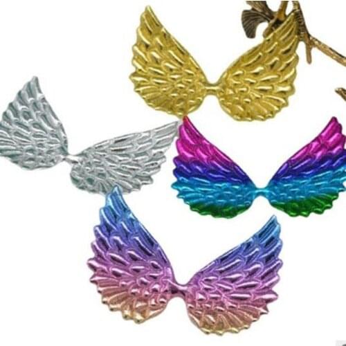 10Pcs/lot 9.3*6.6cm Colorful PU big size angle wing appliques,kids headwear,garments accessories, DIY handmade materials