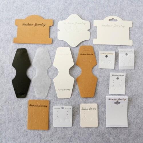 100pcs High Quality White/Kraft/Frosted Paper PVC card for Earring Necklace Bracelet Hair Band Jewelry Display Packaging