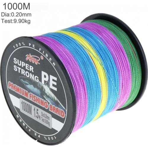 1000m Multicolor Super Strong Fishing Line 4 Strands Weaves PE Braided Fishing Rope Multifilament (Size-Line#2.5) - intl